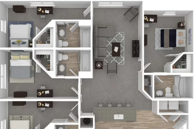 4 bedroom space (Summer subleasing for 1 person in a bedroom) - University Edge Sublease Bldg B-505 - D