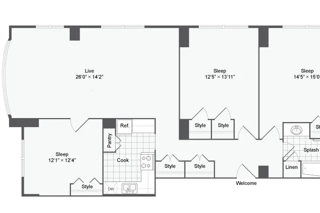 apartment layout - The Social North Charles Room Subletting Apartments