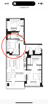 Floorplan - Room Sublease in 3bd/2bth Penthouse Apartment in E2