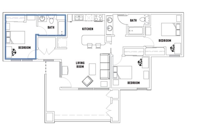 Floor plan - Vista Del Campo Private Bedroom, Private Bathroom