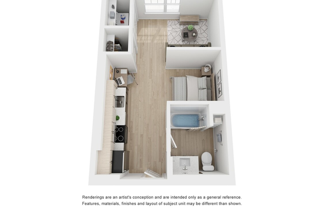 Bed, kitchen, laundry, bathroom, couch, tables - Fieldstone Apartment