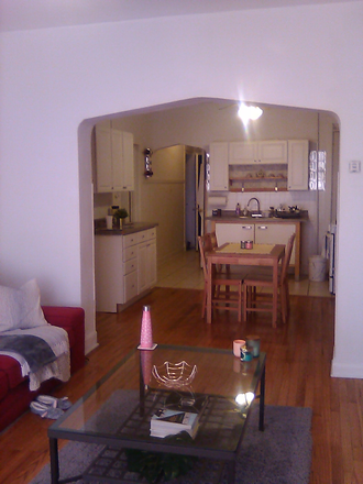 living view to kitchen - WALK to WEST Campus only 0.4miles/ HUGE, charming, quiet, immaculate w/office, storage and more Apartments