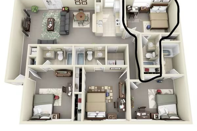 Top Floor, 4X4 Bedroom D - Boardwalk at Alafaya Trail