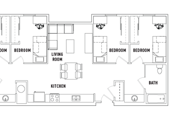3rd bedroom from the right, door is on the other side of the kitchen. - Plaza Verde II