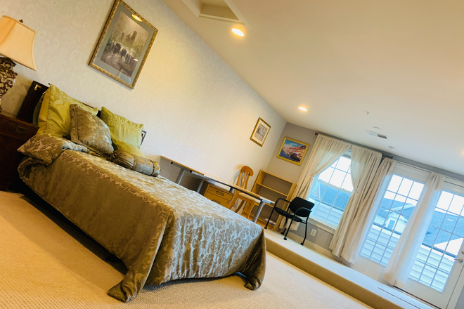 Master Bedroom : Includes private bathroom and an oversized walk-in closet. Furnishings are as shown in the photos. Monthly Rent: $1,400 - GBS Luxury master bedroom with private bathroom, balcony, parking space, $1300/M. SideBedroom$850/M Townhome