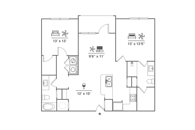 room would be the separate bed and bath - room and bathroom availabe in a 2 bed 2 bath