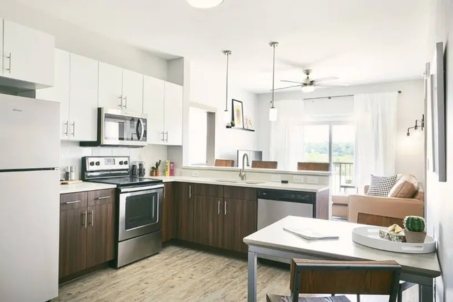 Kitchen and Living Room - The Locale Fayetteville Apartments Unit C302-D