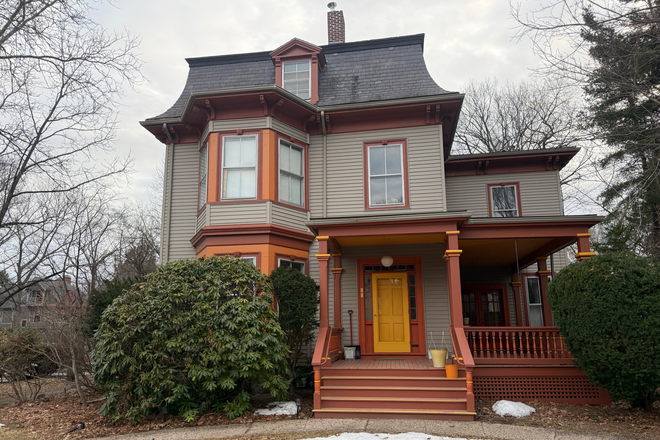53 Crescent Ave, front exterior - Spacious 1 BR suite in Newton Center for Caregiver/Roomer House