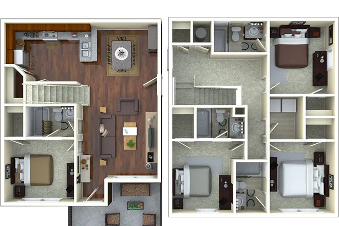 2 floors - The Retreat West - 4BR/4BA - Courtyard 4 Apartments