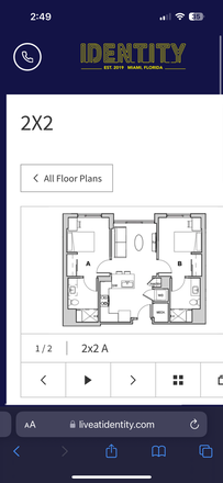 Bedroom & kitchen plan. - 2x2 Identity Sublease