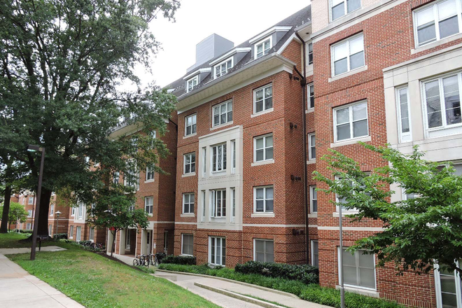 Outside view - South Campus Commons. Bedroom, Bathroom, Kitchen, Laundry, Living Room. Apartments