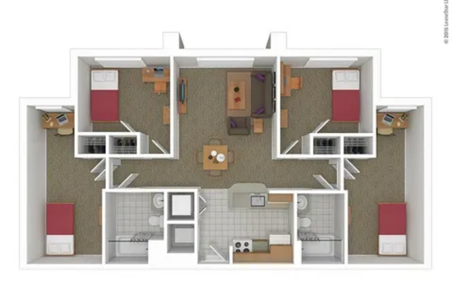 all bedrooms available besides the one on far right - South Campus Commons 5