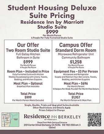 Special - Marriott Residence Inn Berkeley Rentals, across the street from University of California Berkeley