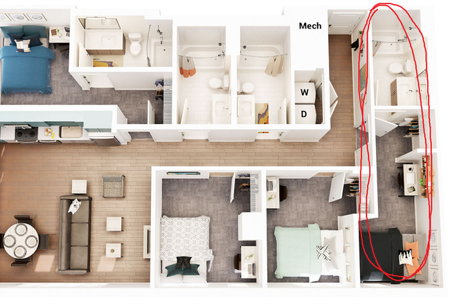 Floorplan - DISCOUNTED SUMMER LEASE (MAY 20-JULY 30) Union on Knox (Only pay for June-July) Apartments