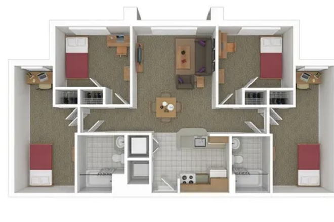 Arrow Points to Room - SCC1 4 Bed/2 Bath Apt. Lease for Spring 2026, Great Women Roommates, Cute Living Room
