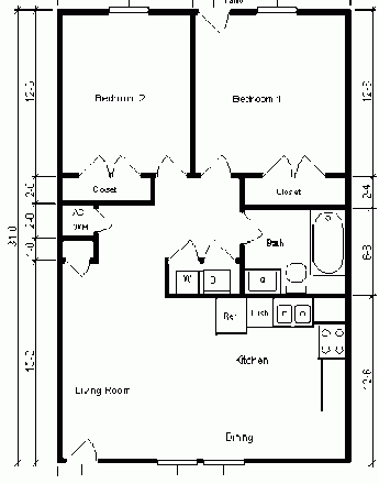 Floor Plan - Cedar Creek (2 bedrooms) Apartments