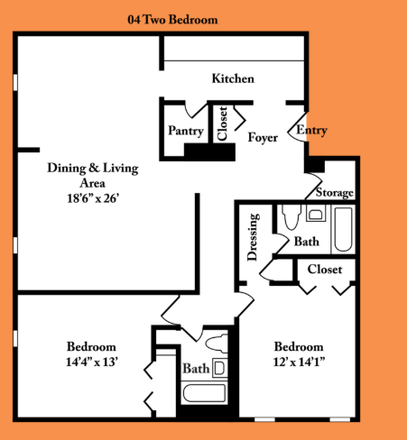 Floor plan for the unit - The Berkshire Apartments