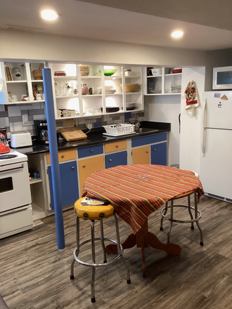kitchen/living room - Furnished 1 Bedroom Basement Apartment