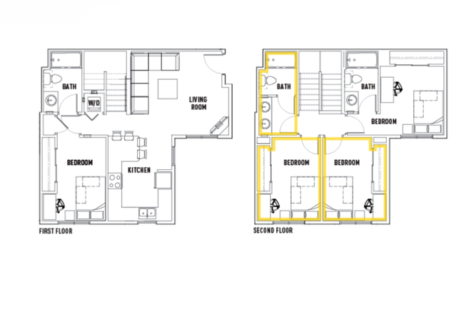 Bedroom C is the one that is listed it shares the bathroom with bedroom D(one closest to bath is room D) - Hilltop Townhomes