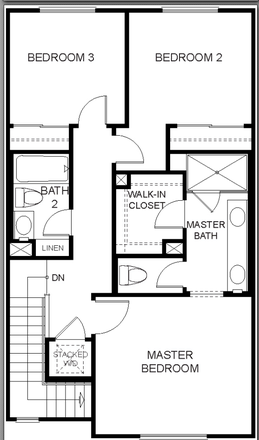 floor plan of second bedroom - Aura Townhouse 1B1B for lease