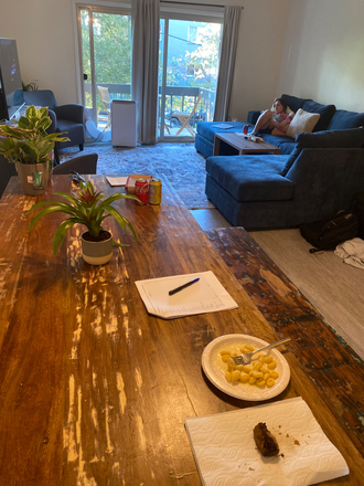 Dining table and living area - Boulder townhouses/ Varsity Apartments