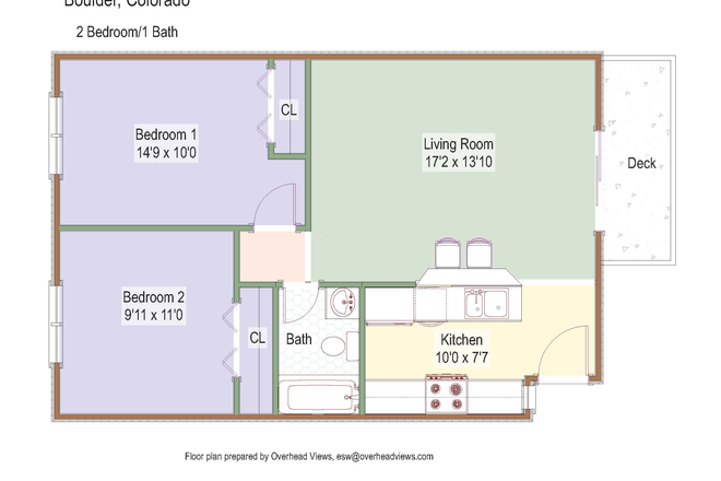 Floor Plan - 1920 19th St. (2BR/1BA) Apartments