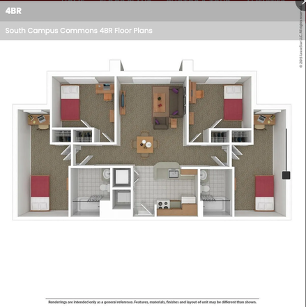 Floor Plan, The bedroom listed is the leftmost - Fully Furnished, $1,058 Per Month All Utilities Included (Negotiable)