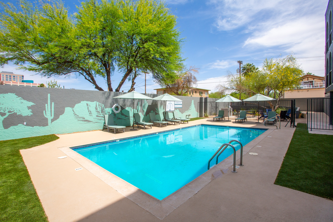 Private Pool & Lounge Area - University Lofts, new FULLY UPGRADED 1BR Units! All the amenities you need! Steps from campus!