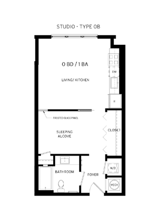 Floorplan - Studio Fall 2026 Sublet Apartments