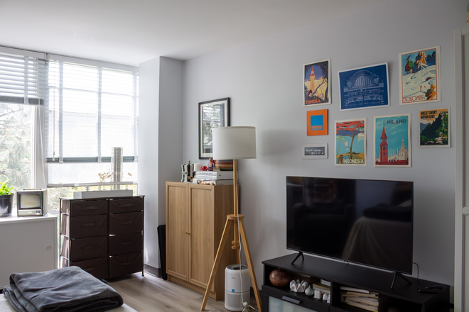 Living Area With Huge Windows - Huge Windows! Lots Of Natural Light In This Studio At Prairie Shores Apartments!