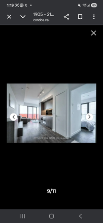 Kitchen, living room and master bed (room for rent) - One furnished bed room with ensuite and attached balcony. Looking for female roomate. By Osgoode St