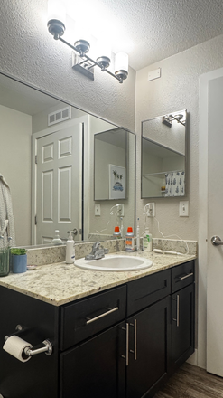 1 side of cabinet space, 1 drawer and room in the mirror cabinet! - East Village Flats Apartments