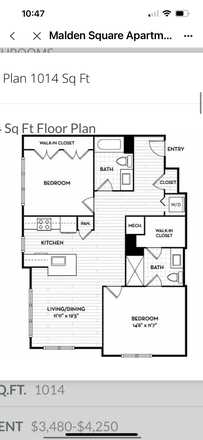 The floorplan for this unit - Malden Square Apartment