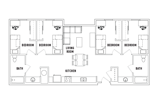 Floorplan - [SUMMER SUBLET  Private Bedroom] Plaza Verde II - 4 Bed 2 Bath