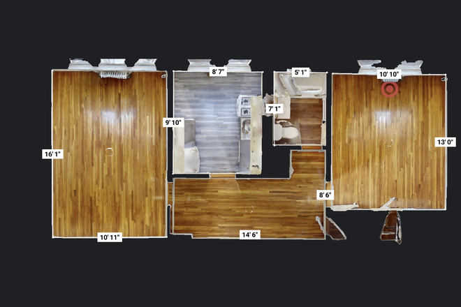 Visit hubrealtyproperties.com - Newly renovated one bedroom split, large kitchen with dishwasher Apartments