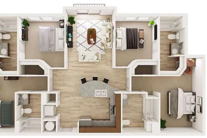 4x4 floorplan - 4x4 Northpoint Crossing Summer Sublease!!