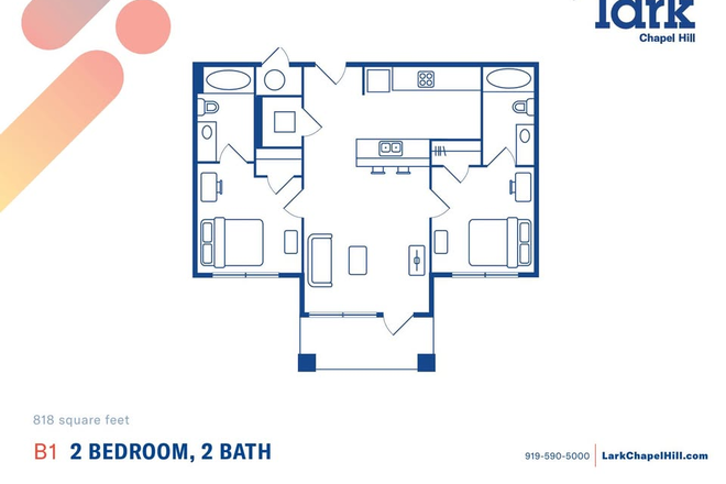 Overview of the floor plan - Lark Chapel Hill 2 Beds 2 Baths Apartment