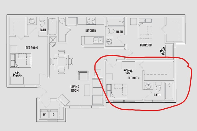 Bedroom - The Village at Science Drive Apartments