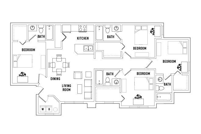 Floorplan - Mercury 3100 private bathroom and bedroom Apartments