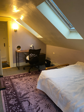 top floor bedroom with window AC, two skylights - Skylit Room Amazing Cambridgeport location! Great $ price!  Historic soap worker's townhouse, AC