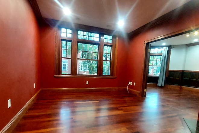 Living Room w/ Gas Fireplace and Custom Moldings - 9 Strathmore, Unit #3- Middle Unit - Secluded Street in Cleveland Circle - Updated Owner Managed