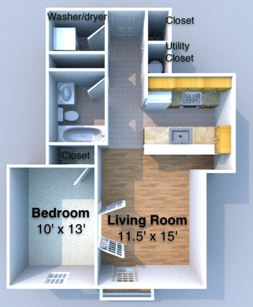 Floorplan 3D - 128 Pierce St Apartments