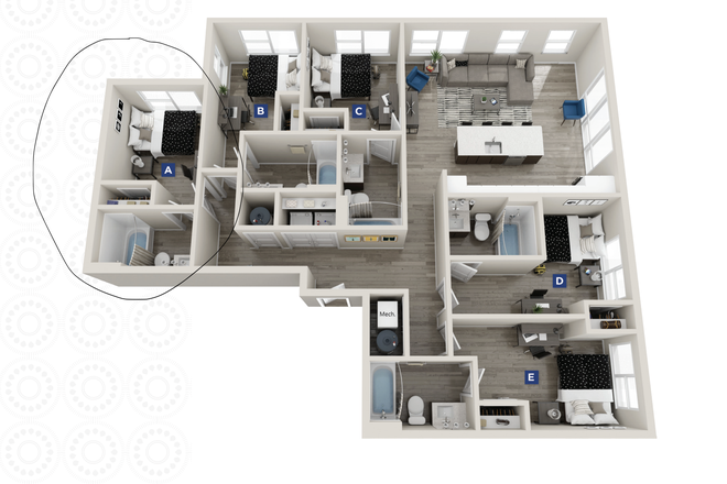 Bedroom A - Legacy at the Standard Apartments