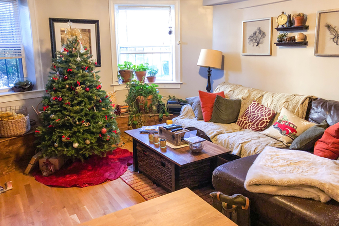 living room - NO FEE!!! Renovated with central A/C & FREE In-Unit Laundry just minutes from West Campus