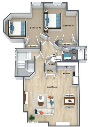 Floor Plan - VERY PRIVATE two units in the building 2 blocks from Barnes Complex Apartments