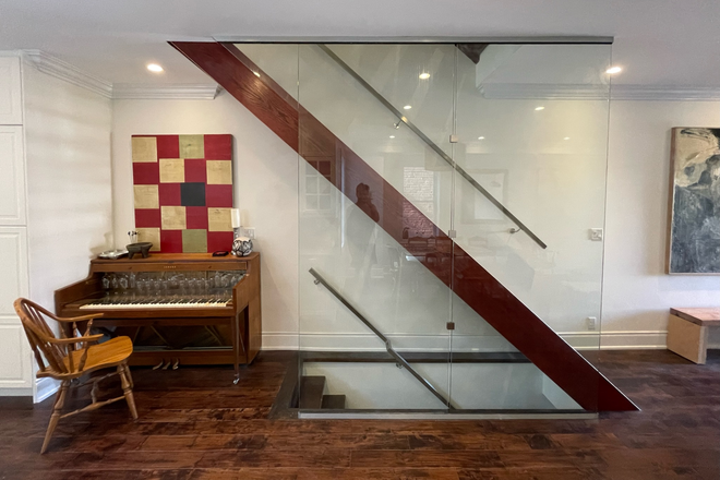 Breakfast Table / Wine Glass Rack - Furnished Sunny BR, Private Bath, shared Kitchen- Renovated Home near Ossington Subway, w/utilities.