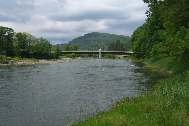 View to Chelsea St. Bridge from back yard riverfront - VLS One Individual Bedroom Avail in Awesome House Share, On River, Walk to Campus