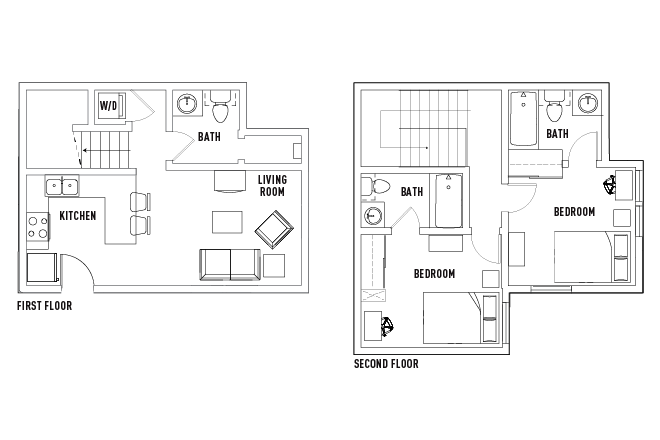Floor Plan - ACC Camino Del Sol, Private Bedroom, Fully Furnished 2 Bedroom, 2.5 Bathroom Townhome Sublet