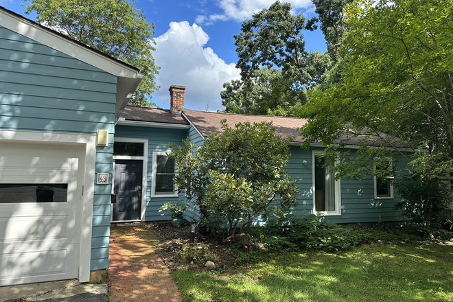 Front of cottage - Serene Modern 2 BR/1BA Cottage + office, porch, backyard, 1.5 miles from campus