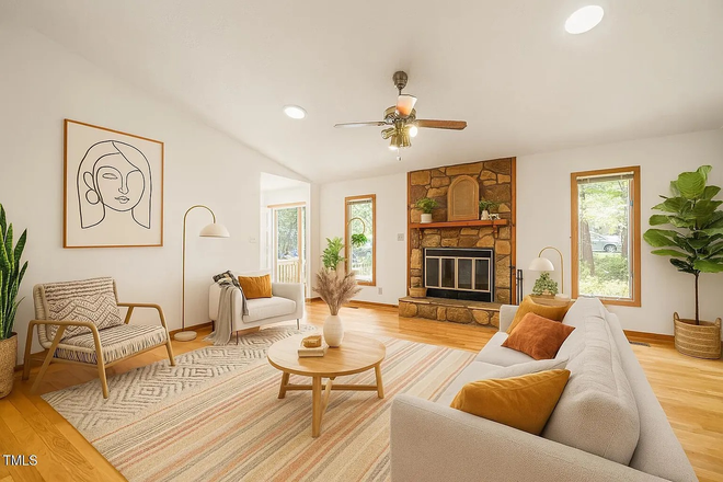 Living room - Wooded home off Hope Valley Road